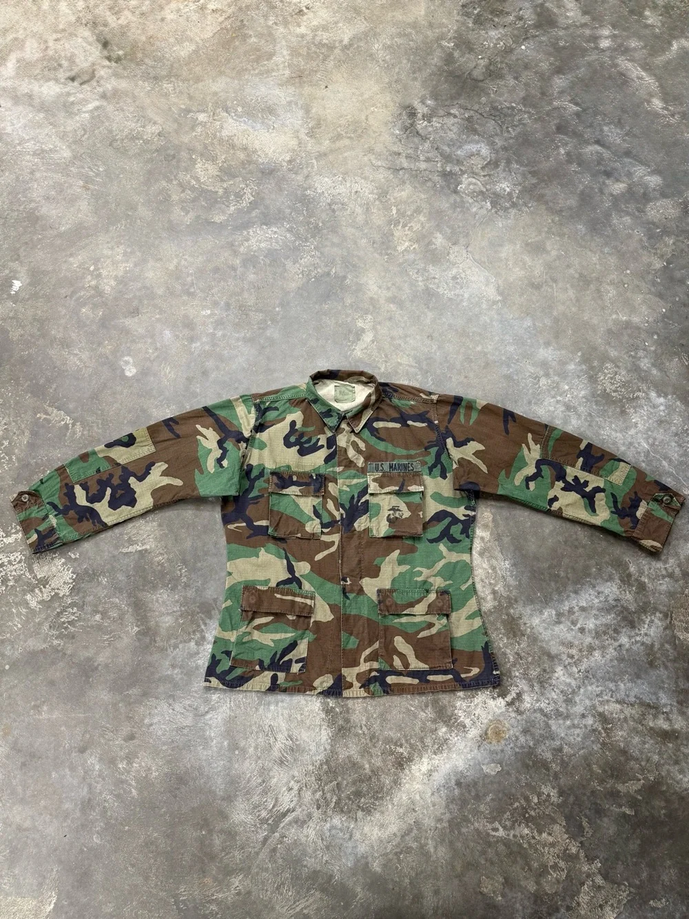 Vintage Early Issue USMC M81 Woodland BDU Jacket Large Long